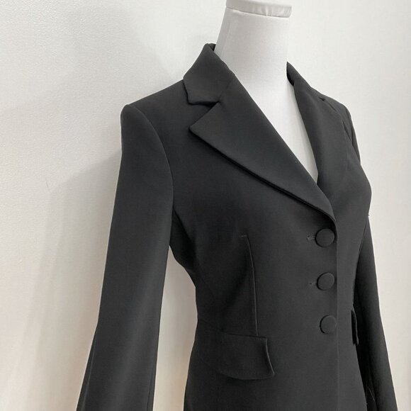 PINKO BLACK NOTCHED LAPEL SINGLE BREASTED ASYMMETRICAL BLAZER - 6 - Picture 4 of 10